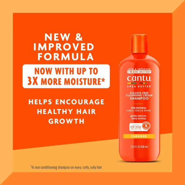 Cantu Shea Butter Sulfate-Free Cleansing Cream Shampoo 400ml - Moisturizing Shampoo for Natural Hair - Image 4