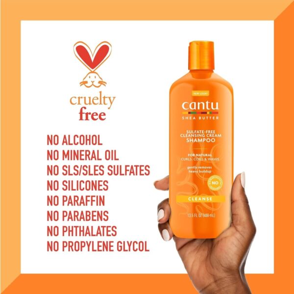 Cantu Shea Butter Sulfate-Free Cleansing Cream Shampoo 400ml - Moisturizing Shampoo for Natural Hair - Image 3