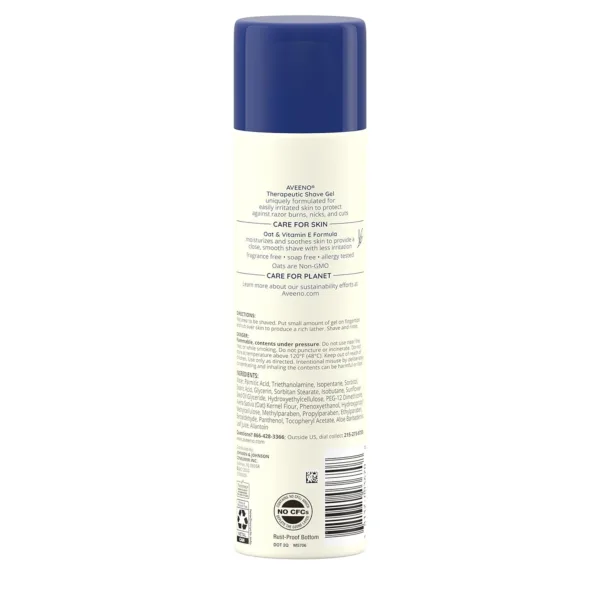 Aveeno Therapeutic Moisturizing Shave Gel - Sensitive Skin, Natural Colloidal Oatmeal, 198g - Image 7