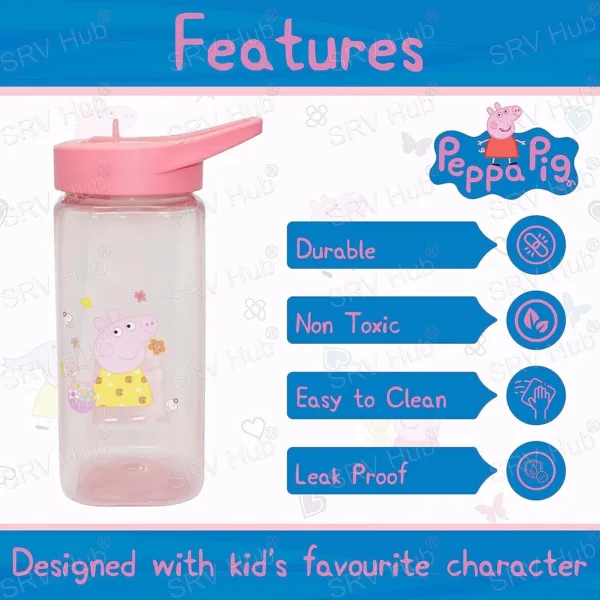 Peppa-Pig Straw Sipper Water Bottle 420ml - Image 2