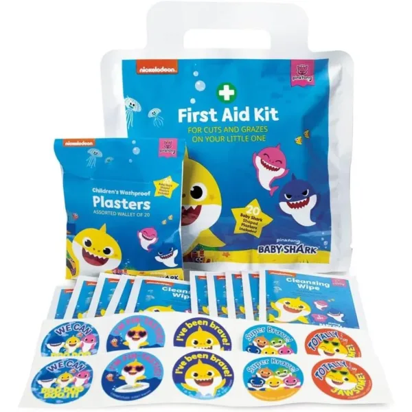 Reliance Medical Baby Shark First Aid Kit - 20-Piece Compact Mini Kit for Kids | Home, Car, Travel Essentials for Children's Health and Safety