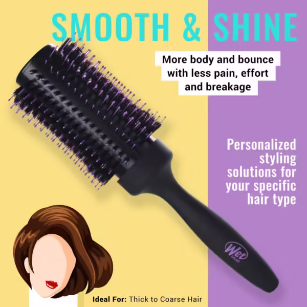 Volumizing Round Thick Hair Brush | Wet Brush | Unisex - Detangling, Heat Resistant, Softening | Dickes Haar - Image 3