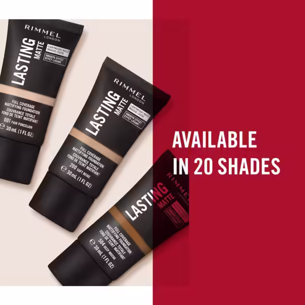 Rimmel Lasting Matte Full Coverage Lightweight Foundation 30ml - Deep Mocha, Shine Control, Cruelty-Free - Image 9