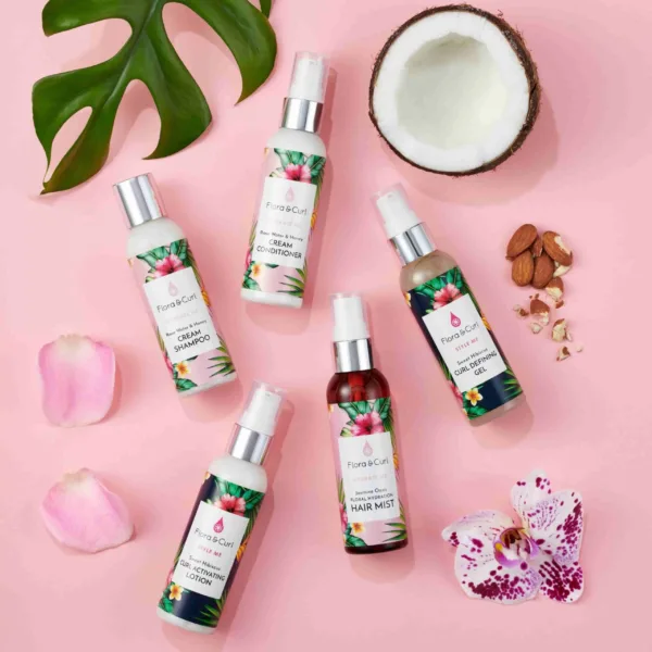 Flora & Curl Mini Essentials Kit | Plant-Powered Hair Care | Includes African Citrus Shampoo, Rose & Honey Conditioner, Hibiscus Gel, 65ml Each - Image 3