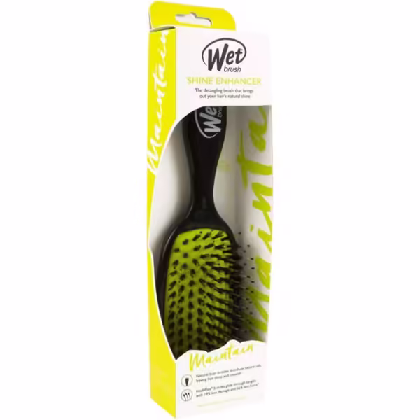 WetBrush Shine Enhancer Brush | Soft Intelliflex & Natural Boar Bristles | Detangles & Distributes Natural Oils | Black