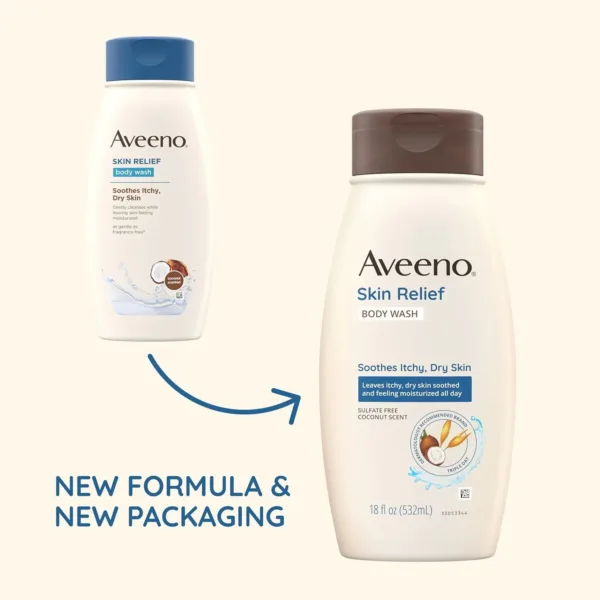 Aveeno Skin Relief Gentle Scent Body Wash | Aveeno | Nourishing Coconut | Sensitive Skin, 12 Fl. Oz - Image 2