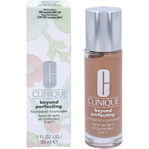 Clinique Beyond Perfection | Foundation & Concealer | 9 Neutral | Full Coverage, Sheer Finish, Gluten-Free, Face Makeup for Normal Skin