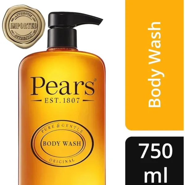 Pears Body Wash (750ml) Pure and Gentle Original | Made With Natural Oils and Soap Free | Nourishing Moisturisation and Natural Extracts