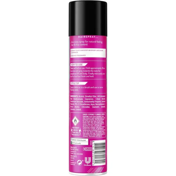 VO5 Flexible Hold Hair Spray | VO5 | Frizz Control, Flexible Hold | 400ml, Coconut Scent, All Hair Types, Lightweight, Natural Feel - Image 5