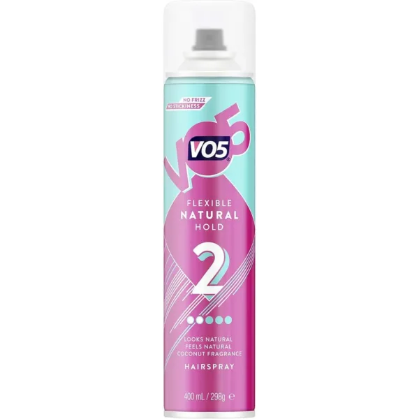 VO5 Flexible Hold Hair Spray | VO5 | Frizz Control, Flexible Hold | 400ml, Coconut Scent, All Hair Types, Lightweight, Natural Feel