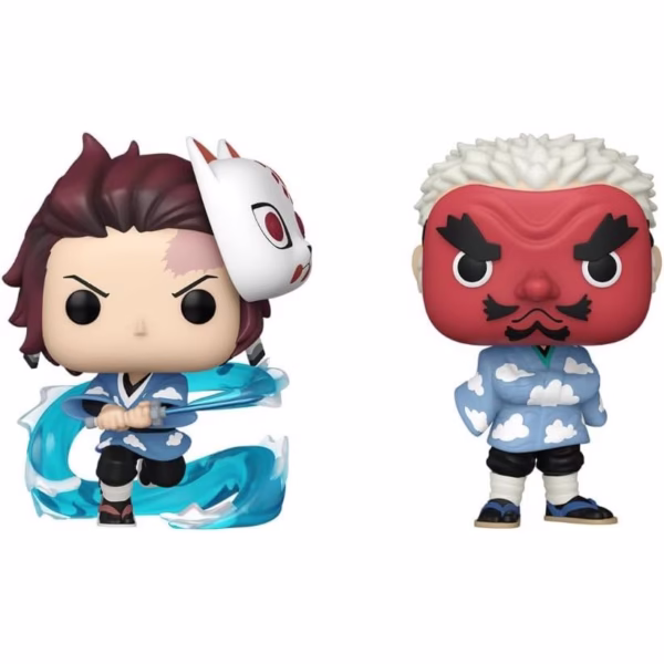 Funko Pop! Animation Tanjiro Kamado & Sakonji Urokodaki 2-Pack | Demon Slayer | Exclusive Vinyl Figures | 2023 Summer Convention Edition - Image 3