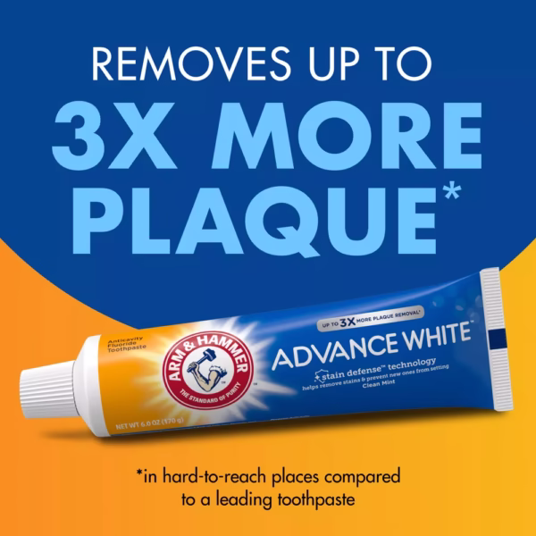 Arm & Hammer AdvanceWhite Toothpaste | Clean Mint | 170g | Whitening with Stain Defense | Baking Soda Formula | Anticavity Fluoride - Image 7