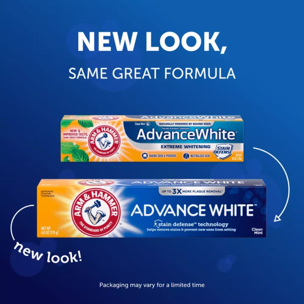 Arm & Hammer AdvanceWhite Toothpaste | Clean Mint | 170g | Whitening with Stain Defense | Baking Soda Formula | Anticavity Fluoride - Image 9