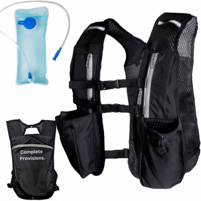 5L Running Hydration Vest & 2L Water Bladder for Women & Men | Lightweight & Adjustable Fit | Reflective Strips, Phone, Accessories & Water Bottle Holders | Zip Pockets | Water Proof | Black Bag