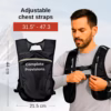 5L Running Hydration Vest & 2L Water Bladder for Women & Men | Lightweight & Adjustable Fit | Reflective Strips, Phone, Accessories & Water Bottle Holders | Zip Pockets | Water Proof | Black Bag